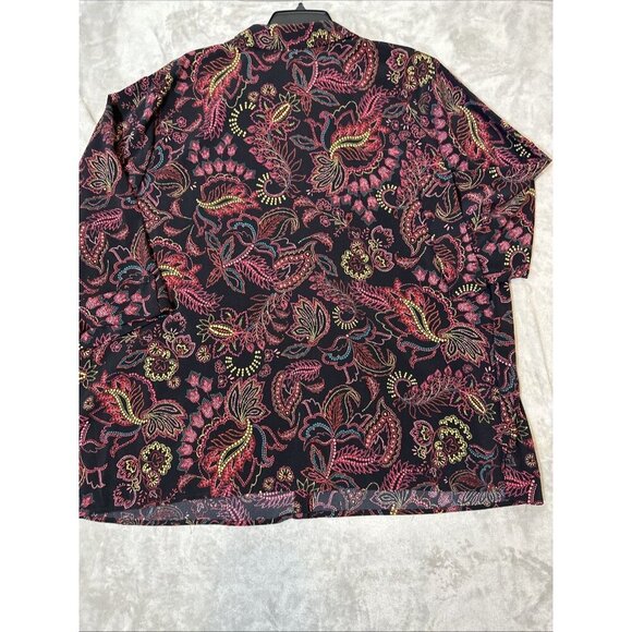 Women’s Catherines Button Up Paisley 3/4 Roll Tab Sleeves Multicolored plus 3X - Picture 13 of 13